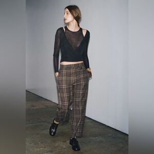 Zara ZW COLLECTION PLAID ANKLE PANTS